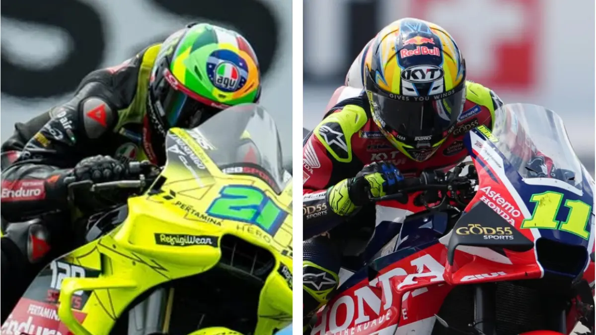 Franco Morbidelli dan Diogo Moreira mendapat penalti turun tiga grid di MotoGP Jerman 2026 usai melaju lambat saat Practice Sachsenring. (Kolase dari Instagram)