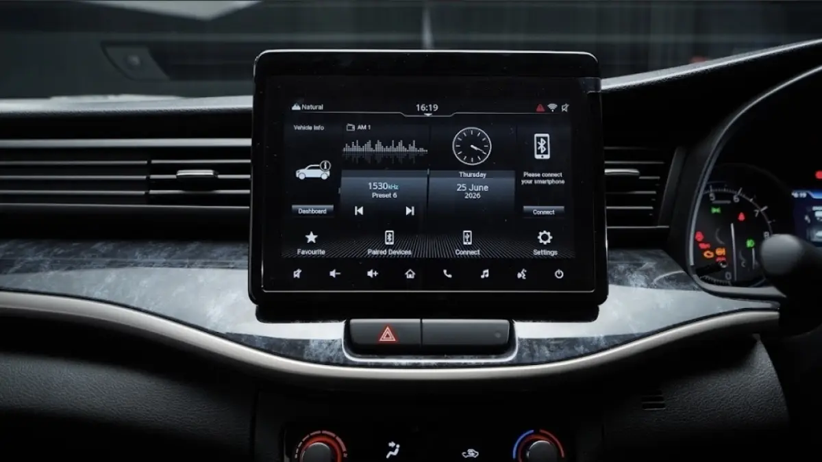 Peningkatan juga terjadi pada sistem hiburan. Seluruh Suzuki XL7 2026 kini dibekali head unit layar sentuh 9 inci, lebih besar dibanding generasi sebelumnya. (ist)
