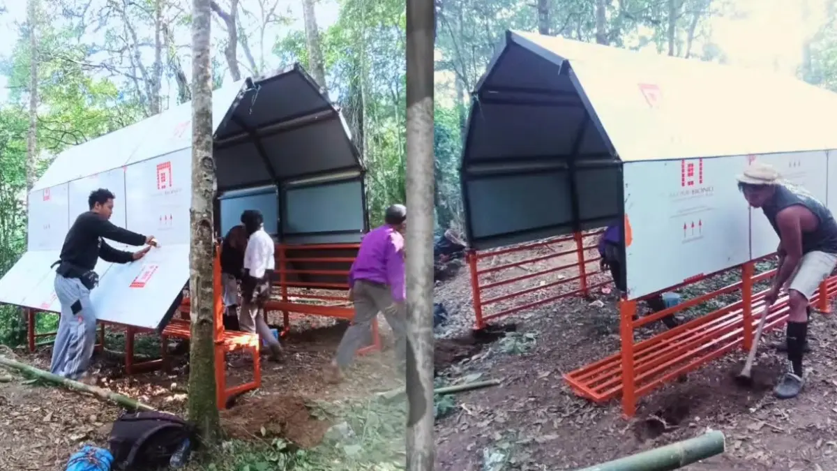 Pemasangan dua unit rest shelter di Kokoq Tereng dan Jurang Pakis, dua titik strategis pada Jalur Pendakian Aik Berik, untuk meningkatkan kenyamanan dan keselamatan pendaki. (DOK.BALAI TNGR)