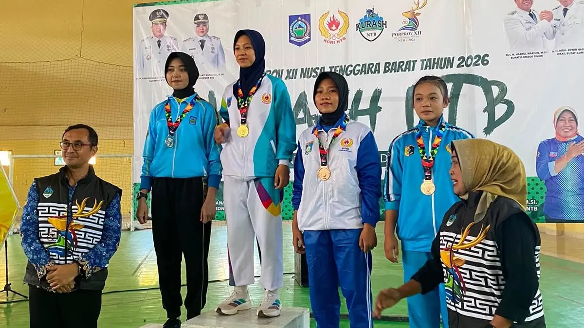 Cantika Khairunnisa berhasil menyumbangkan medali emas bagi Mataram dari cabor kurash di Porprov XII NTB 2026. (KONI MATARAM)