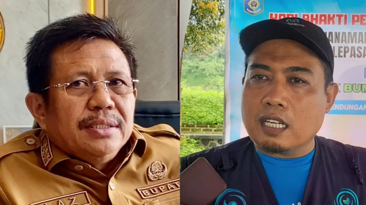 JADI TERSANGKA: Bupati Lombok Barat Lalu Ahmad Zaini dan Dirut PAM Giri Menang Sudirman. (Dok Lombok Post)