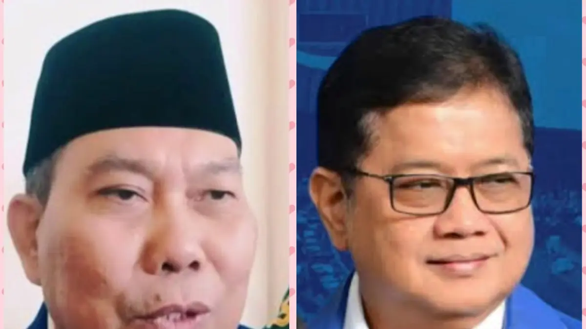 Wakil Ketua Umum PAN Viva Yoga Mauladi (kanan) dan Ketua DPP PAN Muazzim Akbar (kiri) menyampaikan pemecatan LAZ dari kader dan Ketua DPW PAN NTB. 