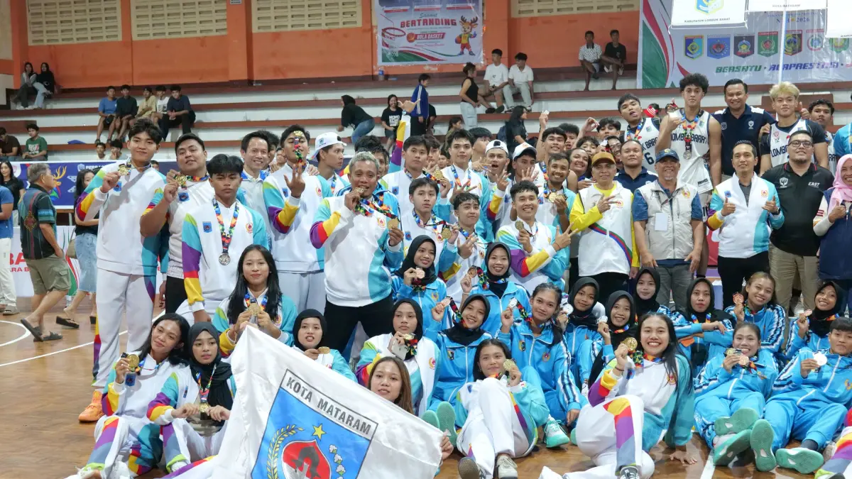 Tim basket Mataram berhasil menjadi juara umum setelah meraih tiga medali emas di cabor basket Porprov XII NTB 2026. 