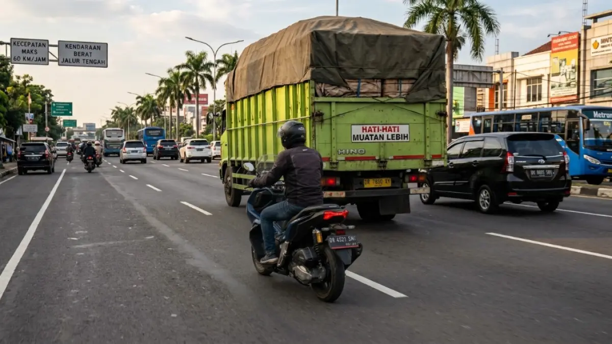 Cari Aman : Ilustrasi posisi berkendara yang baik. (Honda for Lombok Post)
