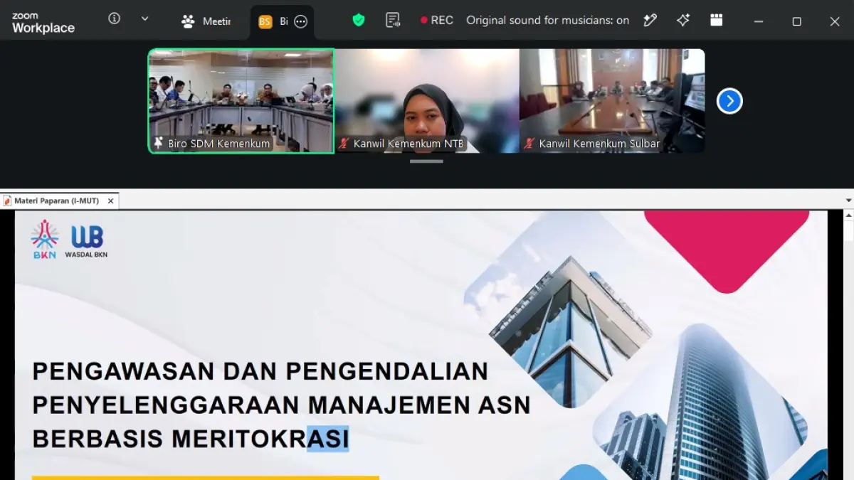 Perwakilan Kanwil Kemenkum NTB mengikuti Sosialisasi Pemanfaatan Aplikasi Integrated Mutasi (I-Mut) BKN secara virtual, Kamis (23/7).