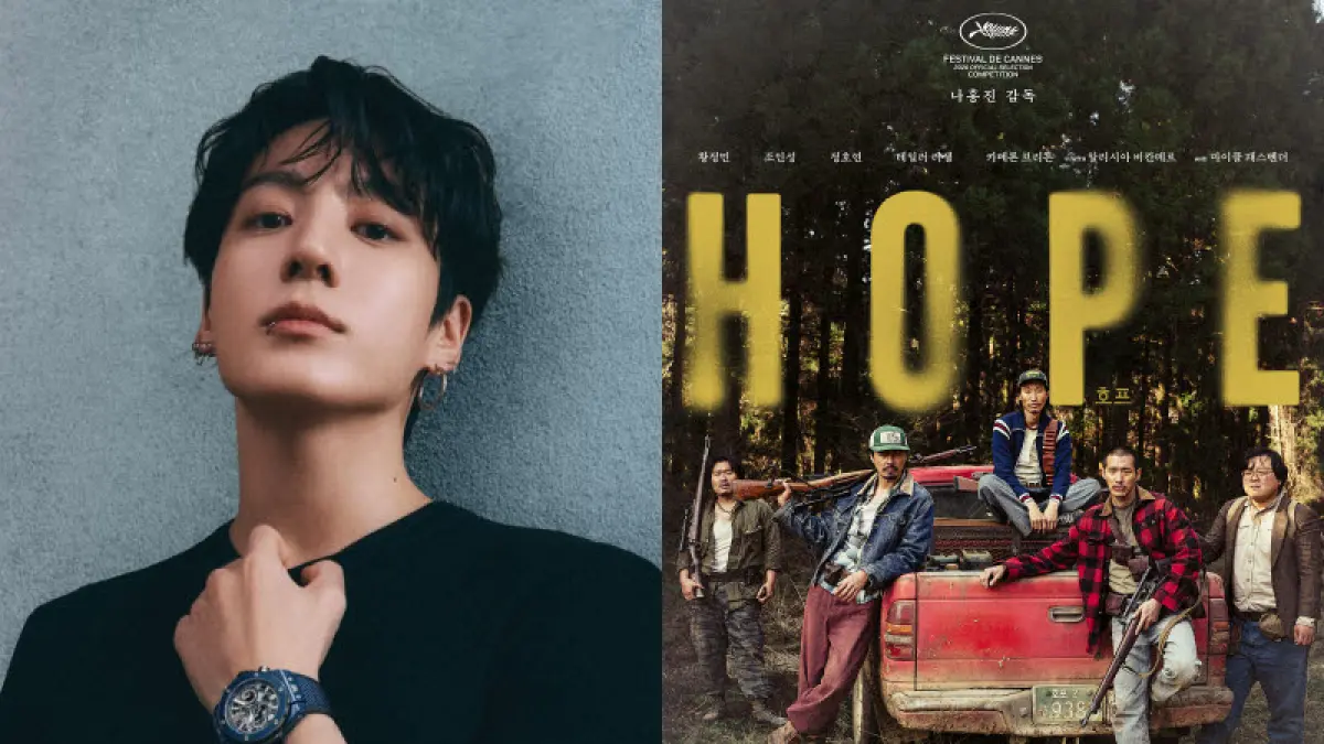 Jungkook BTS (kiri) dan poster film Hope. (Bighit Music dan Plus M Entertainment)