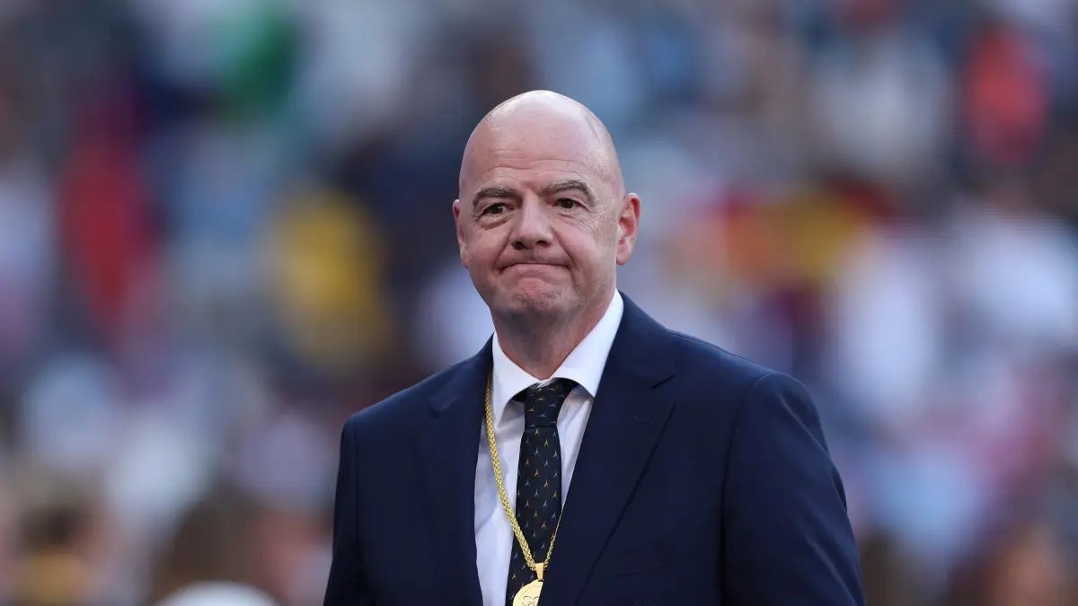 PARIS, FRANCE - AUGUST 10: Gianni Infantino, President of FIFA, reacts during the Women