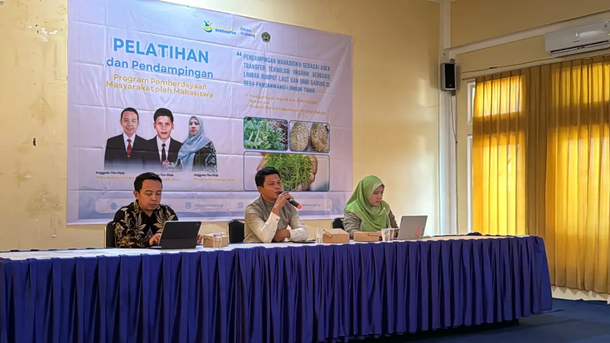 Melalui Program Pengabdian kepada Masyarakat (PKM) yang didanai Kementerian Pendidikan Tinggi, Sains, dan Teknologi (Kemendiktisaintek), Universitas Hamzanwadi membekali kelompok tani dan mahasiswa Kuliah Kerja Nyata (KKN) dengan teknologi organik berbasis sumber daya lokal di Desa Pandan Wangi, Kecamatan Jerowaru, Kabupaten Lombok Timur.