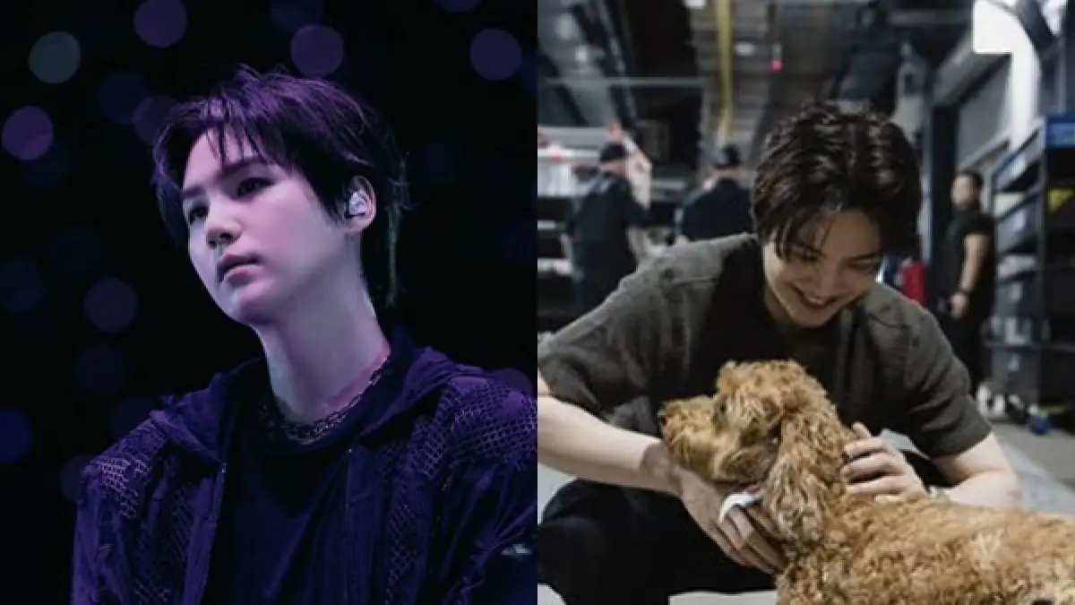 Dua sisi kontras SUGA BTS di momen tur dunia ARIRANG di BOSTON. (ISTIMEWA)
