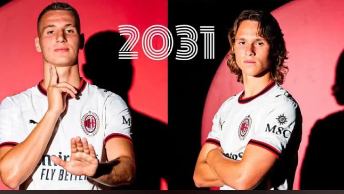 MASA DEPAN: Francesco Camarda dan Christian Comotto, dua pemain muda AC Milan yang mulai diintegrasikan ke skuad utama musim ini. (Istimewa) 