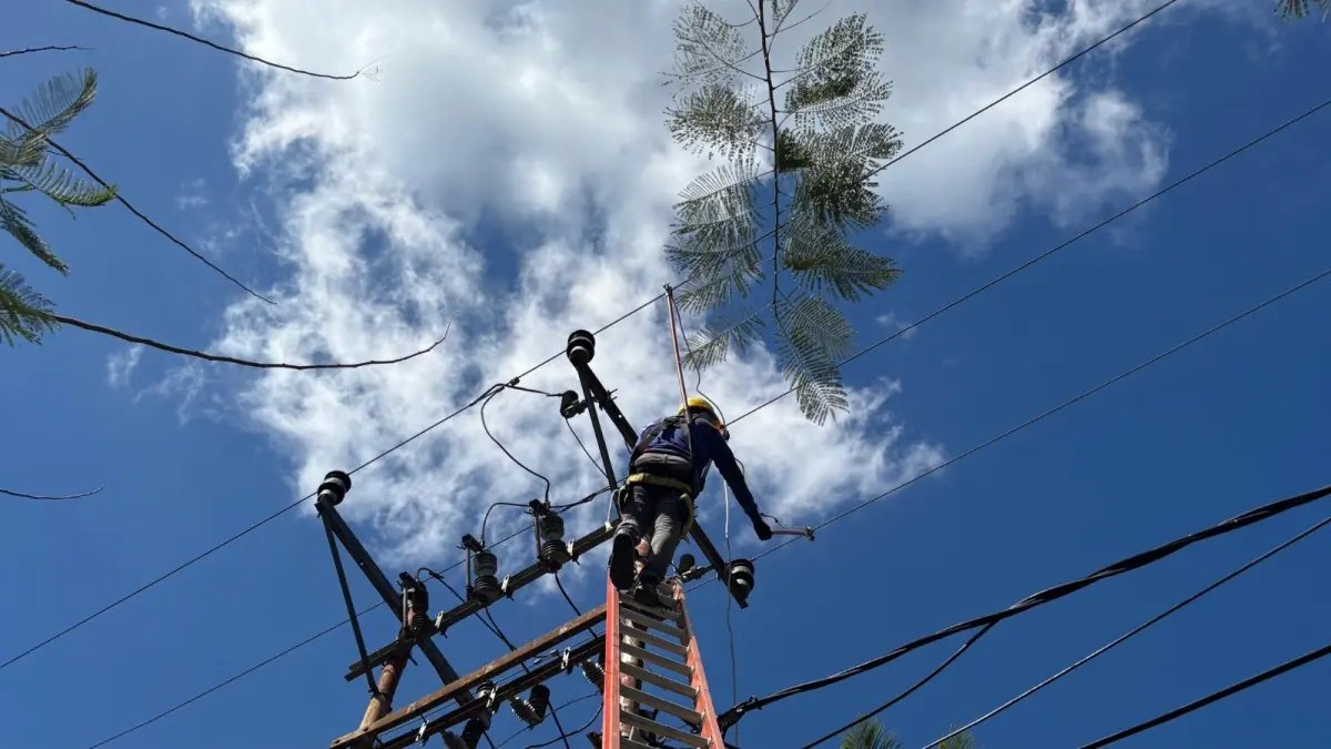 Petugas PLN melakukan peremajaan keypoint pada jaringan distribusi di wilayah kerja Unit Layanan Pelanggan (ULP) Praya, Lombok Tengah.