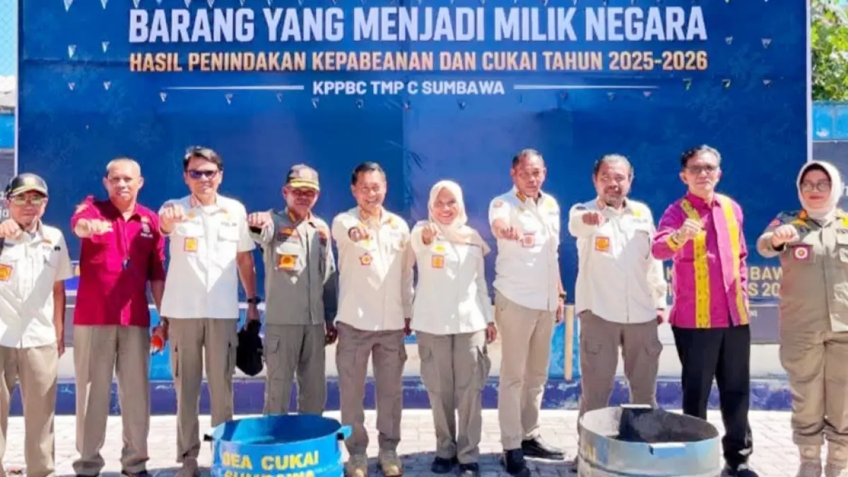 Pemusnahan massal barang ilegal dipusatkan di Kantor KPPBC TMP C Sumbawa, Kabupaten Sumbawa, Kamis (13/8/2026).