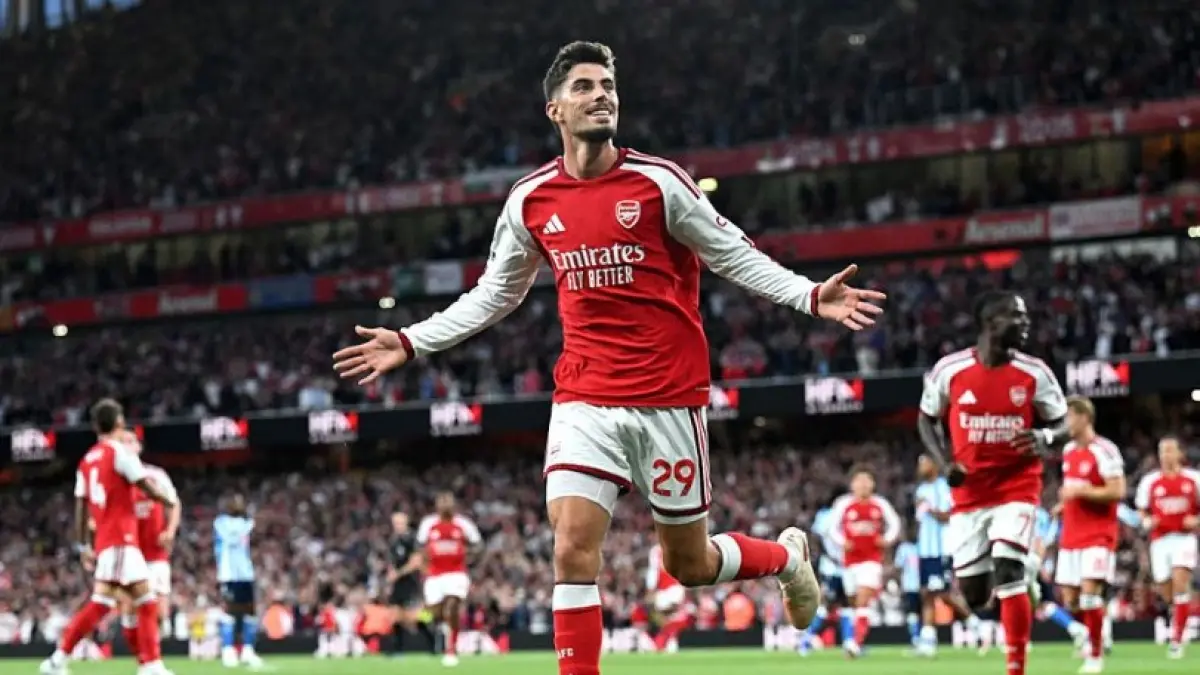 Kai Havertz mencetak gol pertama Arsenal saat menghadapi Conventry City di Liga Inggris. (ARSENAL.COM)