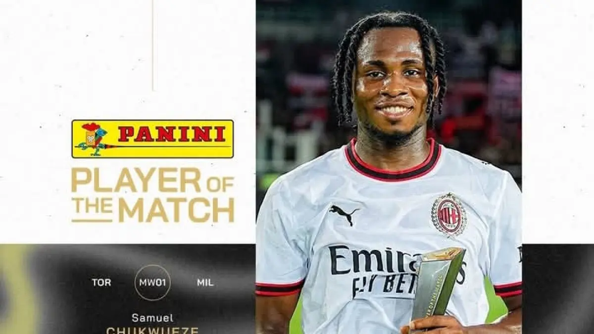 PEMAIN TERBAIK: Wingback AC Milan Samuel Chukwueze yang diganjar penghargaan player of the match di laga kontra Torino. (Istimewa) 