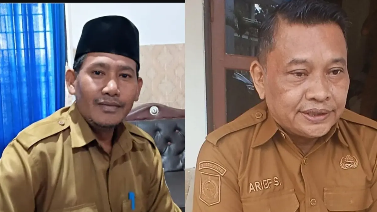 Kades Duman Suhardi dan Kadis Sosial Lobar Arief Suryawirawan (NURUL/LOMBOK POST)