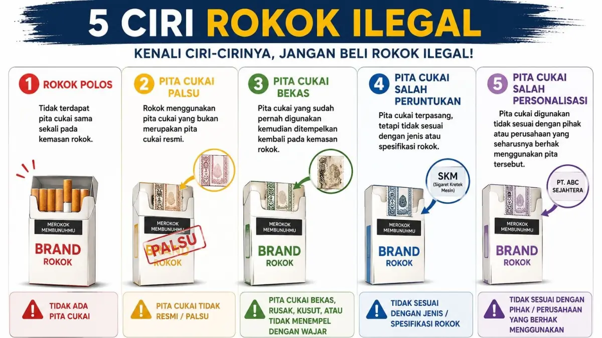 Grafis lima ciri rokok ilegal