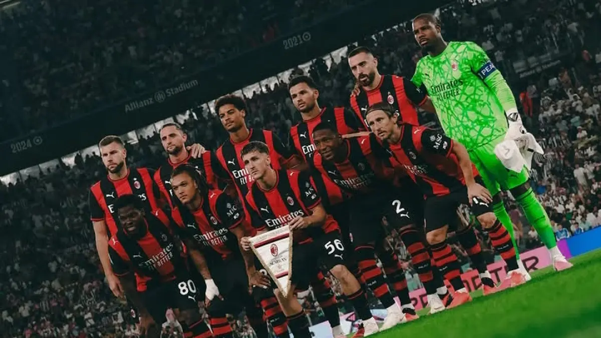 SESI POTRET: Skuad AC Milan yang menghadapi Juventus. (Istimewa) 