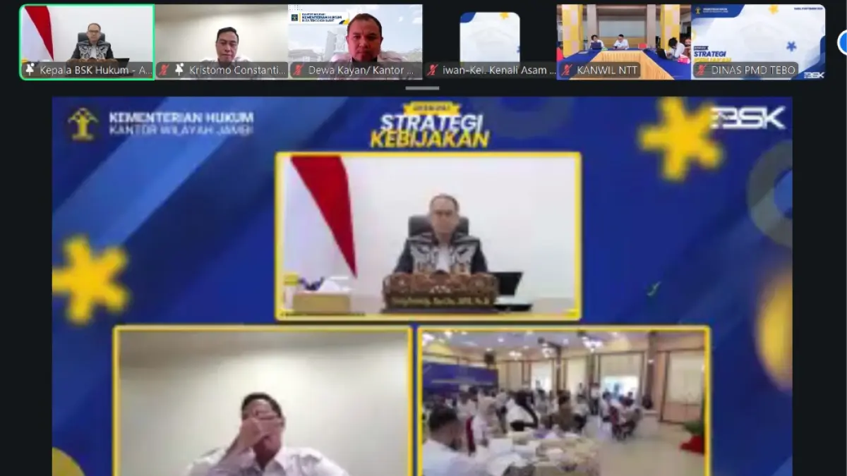 IKUTI DSK: Kanwil Kemenkum NTB mengikuti Diskusi Strategi Kebijakan secara daring yang membahas evaluasi standar layanan bantuan hukum, Rabu (9/9).
