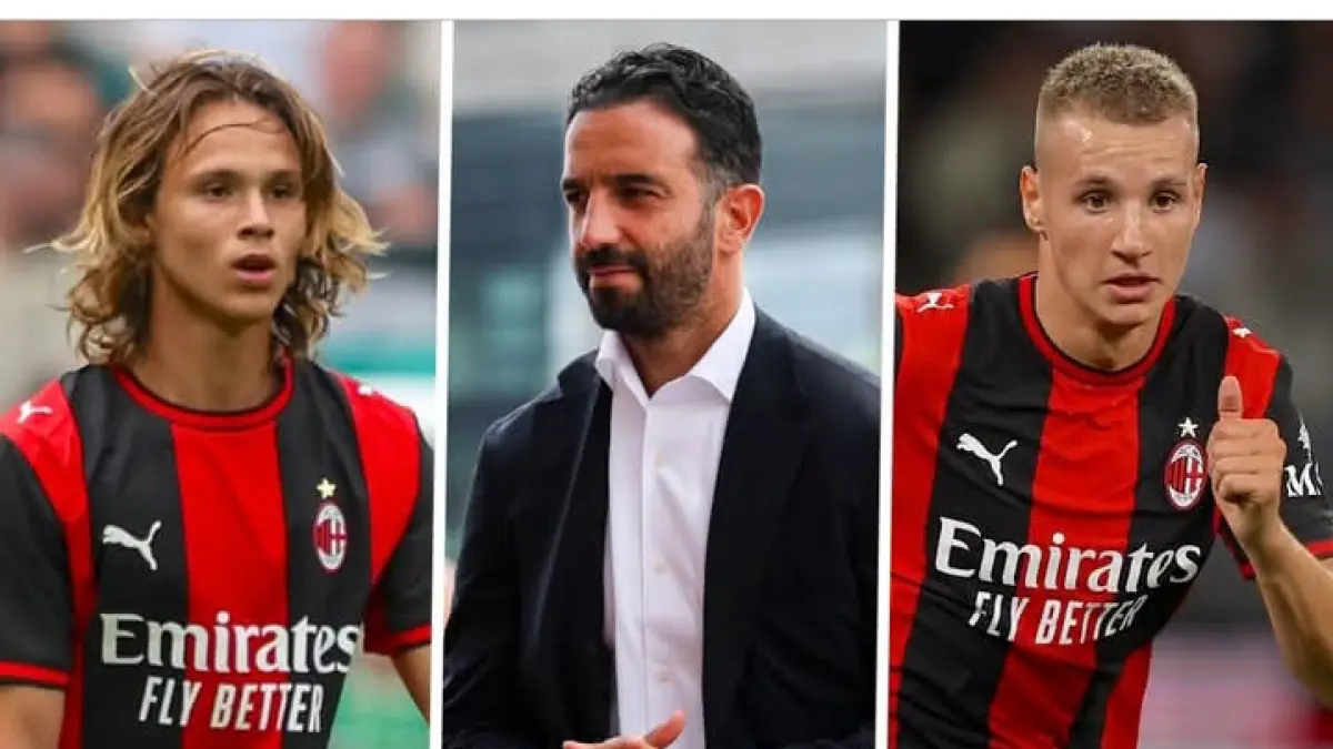 MUDA: Christian Comotto dan Francesco Camarda yang sama-sama menanti kesempatan dimainkan pelatih AC Milan Ruben Amorim. (Istimewa)