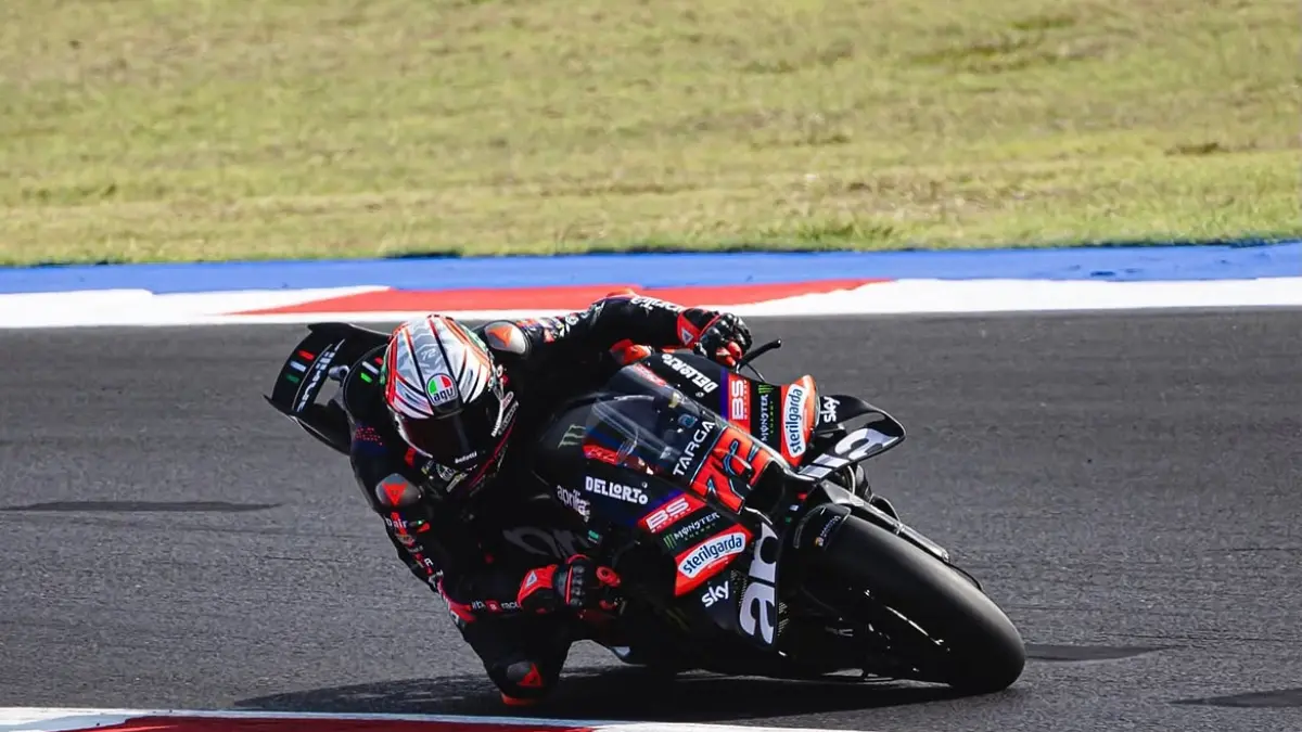 Marco Bezzecchi tercepat di Practice MotoGP San Marino dan unggul 0,103 detik atas Marc Marquez. Bagnaia terpuruk di posisi ke-19 di Misano. (Instagram Aprilia)