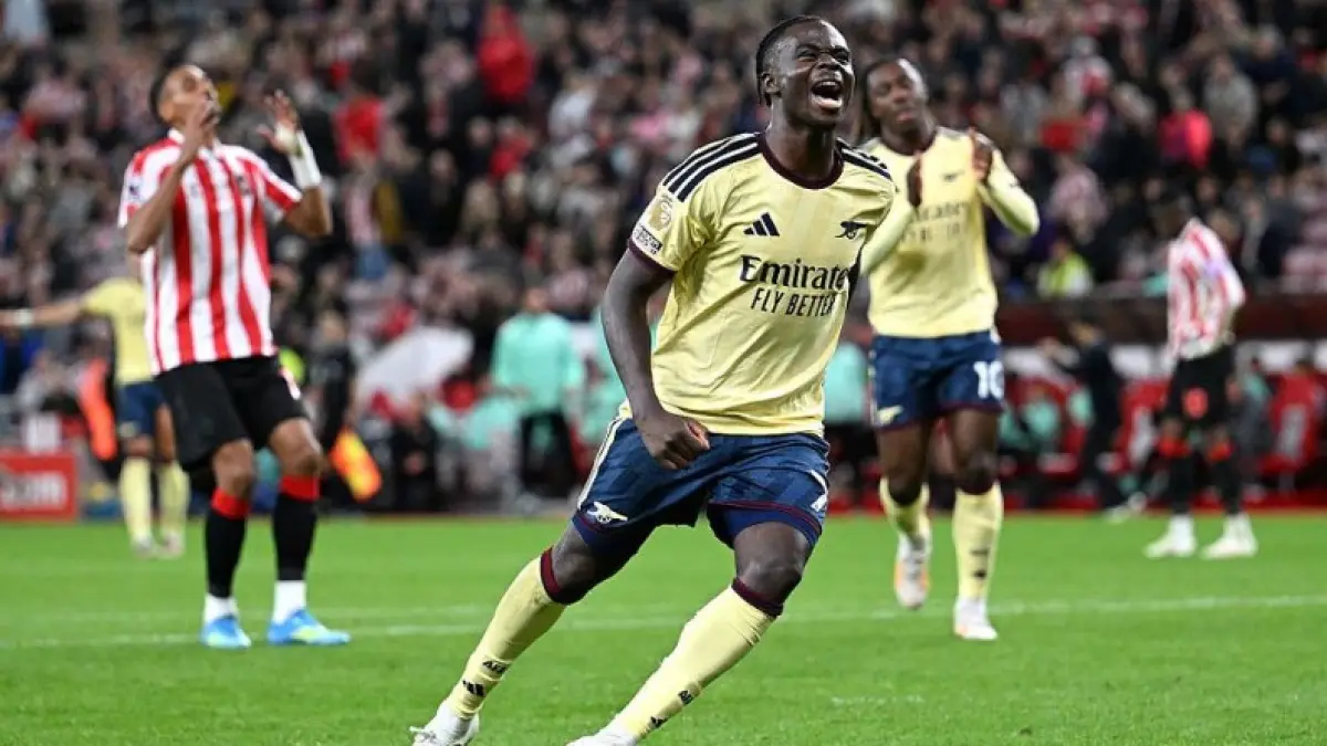 Winger Arsenal Bukayo Saka menjadi penentu kemenangan atas Sunderland. (ARSENAL.COM)
