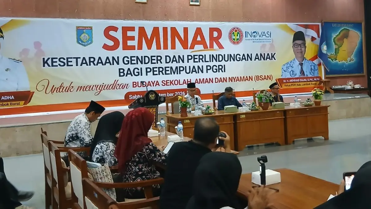 SEMINAR: PGRI Lobar bersama Inovasi BTB melaksanakan seminar kesetaraan gender dan perlindungan anak bagi perempuan PGRI di Aula Kantor Bupati Lobar, Sabtu (19/9).