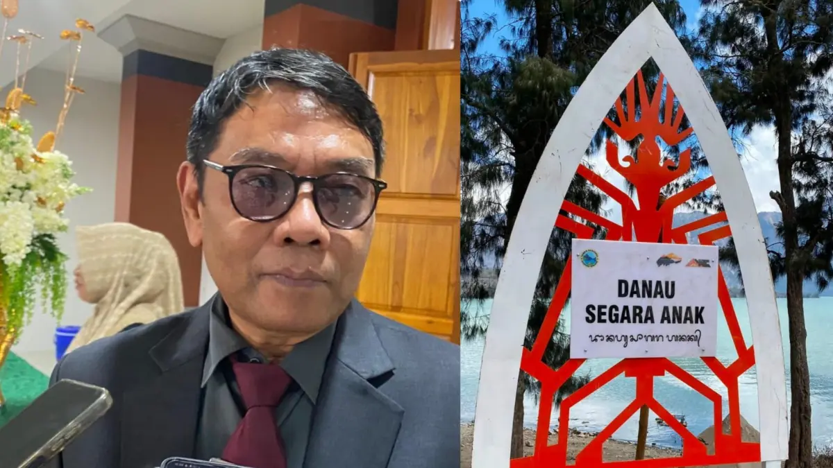 PRO-KONTRA: Ketua Komisi II DPRD NTB Lalu Pelita Putra menyoroti pembangunan ornamen di area Danau Segara Anak Gunung Rinjani.