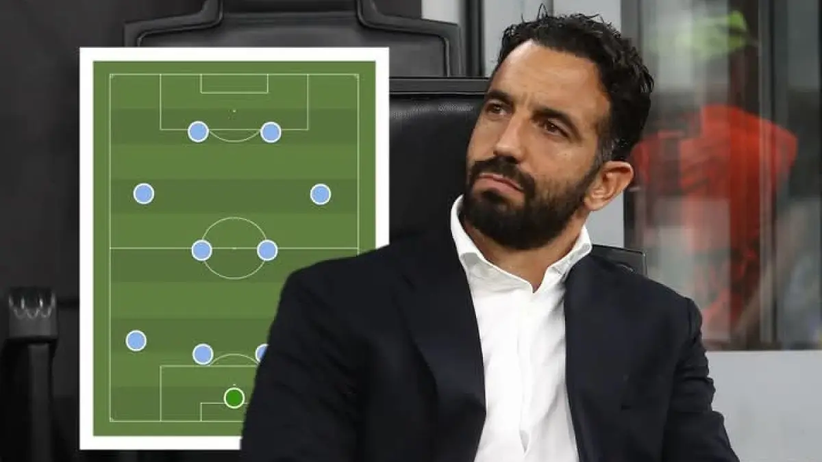 GAYA BERMAIN: Pelatih AC Milan Ruben Amorim dengan gambaran taktik pilihannya. (Istimewa)