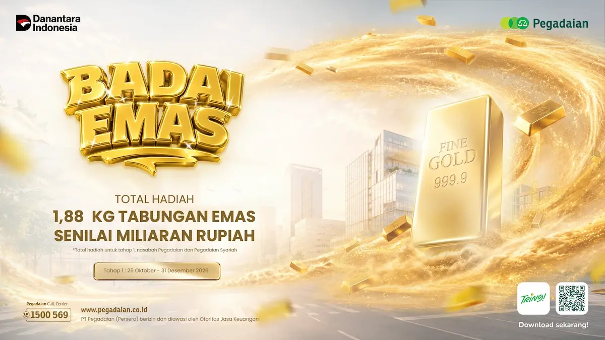 Daftar Hadiah Badai Emas Pegadaian 2026, Ada 500 Gram Emas