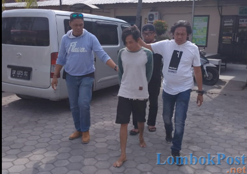 MASUK PENJARA LAGI:  Tim Resmob 701 Satreskrim Polres Mataram menangkap Rian, terduga pencuri iPhone di Lingkungan Seruni, Kelurahan Taman Sari, Kecamatan Ampenan, Kota Mataram, pekan lalu.