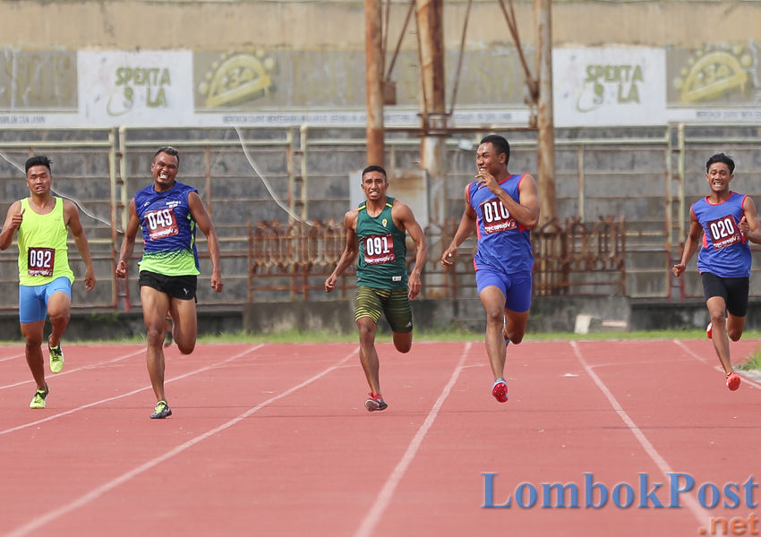 JADI RAJA: Sprinter NTB Lalu Muhammad Zohri tak terkejar pada saat bertanding di Porprov 2018 lalu.