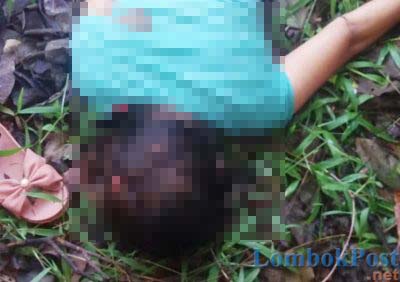 TERGELETAK: Mayat atas nama Wiliyani warga Dusun Gule Desa Setiling, Batukliang Utara, Lombok Tengah, yang tergeletak di Dusun Montong Kelor Desa Montong Terep, Praya, kemarin (7/4).