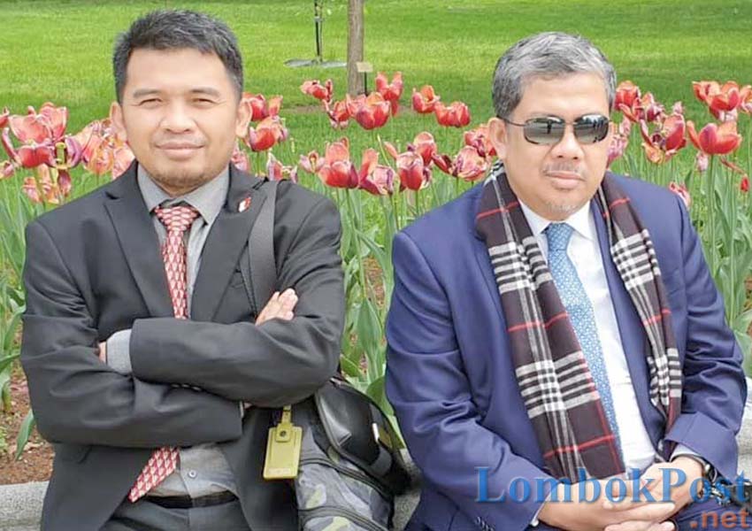 DUKUNGAN PENUH: Lalu Pahrurrozi saat mendampingi Wakil Ketua DPR RI Fahri Hamzah saat berkunjung ke Amerika Serikat, beberapa waktu lalu.