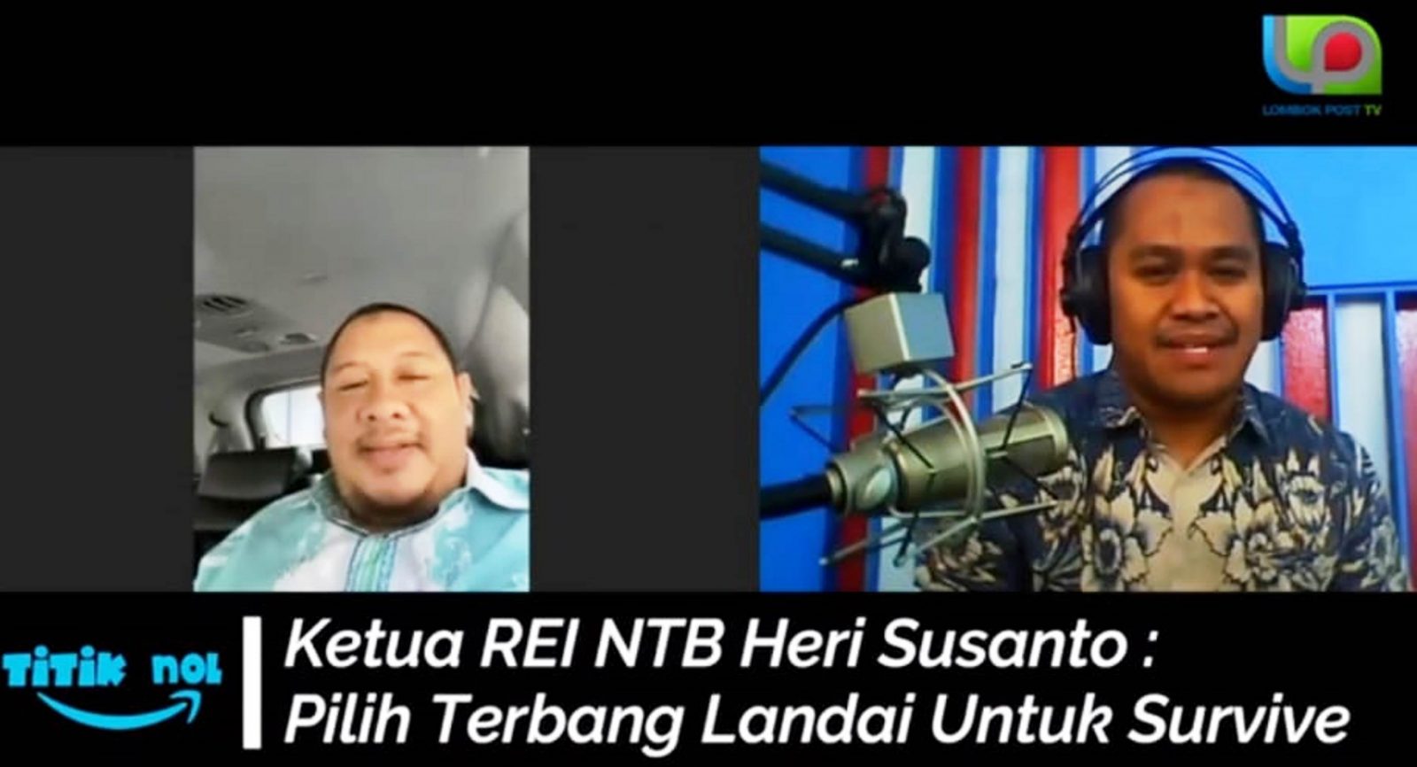 BINCANG VIRTUAL: Direktur Lombok Post Alfian Yusni (kanan) berdiskusi dengan Ketua REI NTB H Heri Susanto, Rabu (20/5).