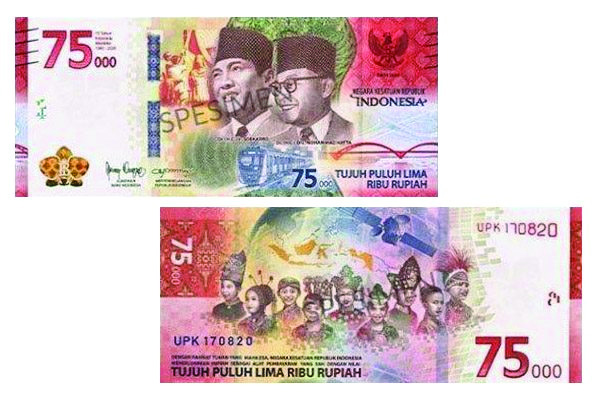 UANG SPESIAL : Uang pecahan Rp 75 ribu diterbitkan bank Indonesia untuk memperingati HUT RI ke 75 pada 17 Agustus 2020. (Dok. Bank Indonesia)