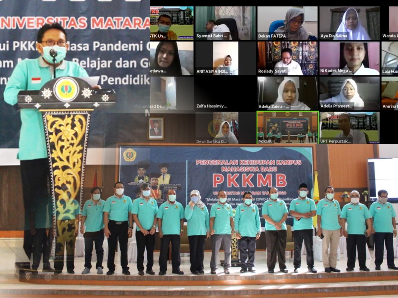 LIVE STREAMING: Suasana pembukaan PKKMB Mahasiswa Baru Jalur SNMPTN dilakukan menggunakan daring dengan Live Streaming, Senin (3/8/2020).