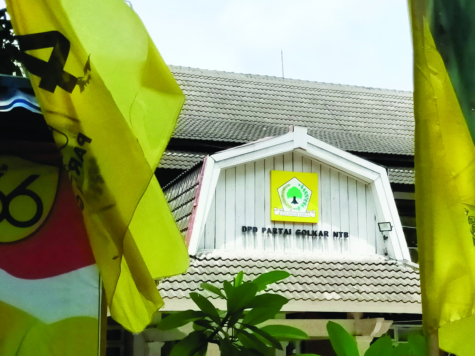 SIAPA NAKHODA BERIKUTNYA? Lambang pohon beringin di kantor DPD Golkar NTB. (lalu mohammad/lombok post)