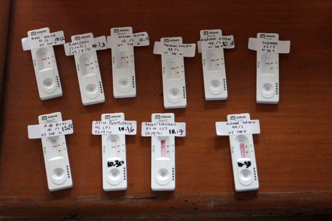 ILUSTRASI : Hasil tes rapid antigen