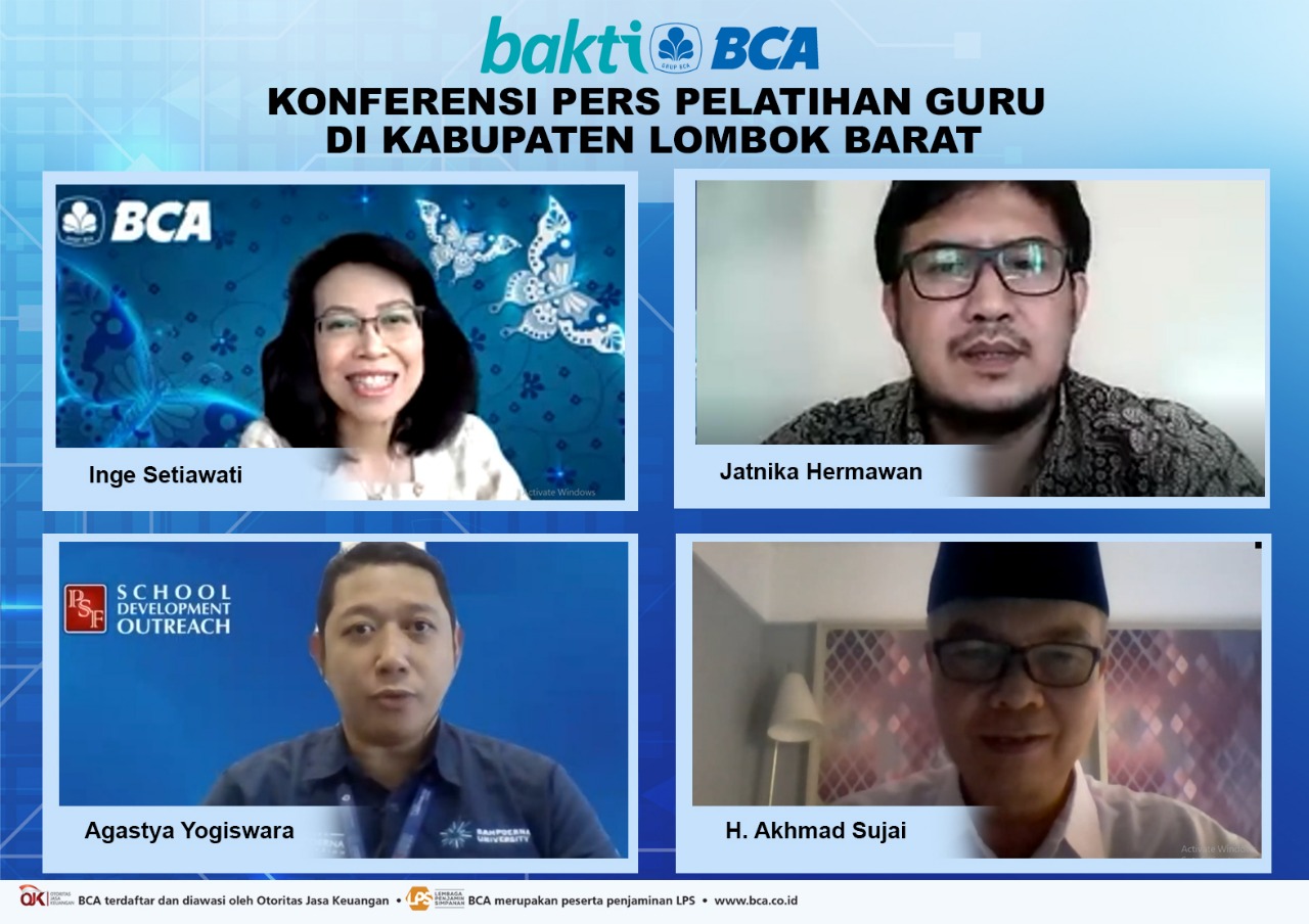 Perwakilan Corporate Social Responsibility BCA, Kemendikbudristek RI, Putera Sampoerna Foundation, dan Dikbud Lobar saat paparan secara daring Program Pelatihan Guru Lobar secara daring, Rabu (24/11/2021).