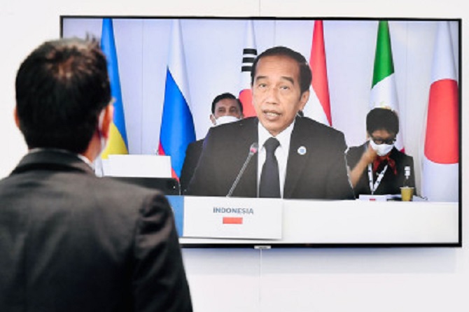 Presiden Joko Widodo memberikan pidato di KTT G20. (istimewa)