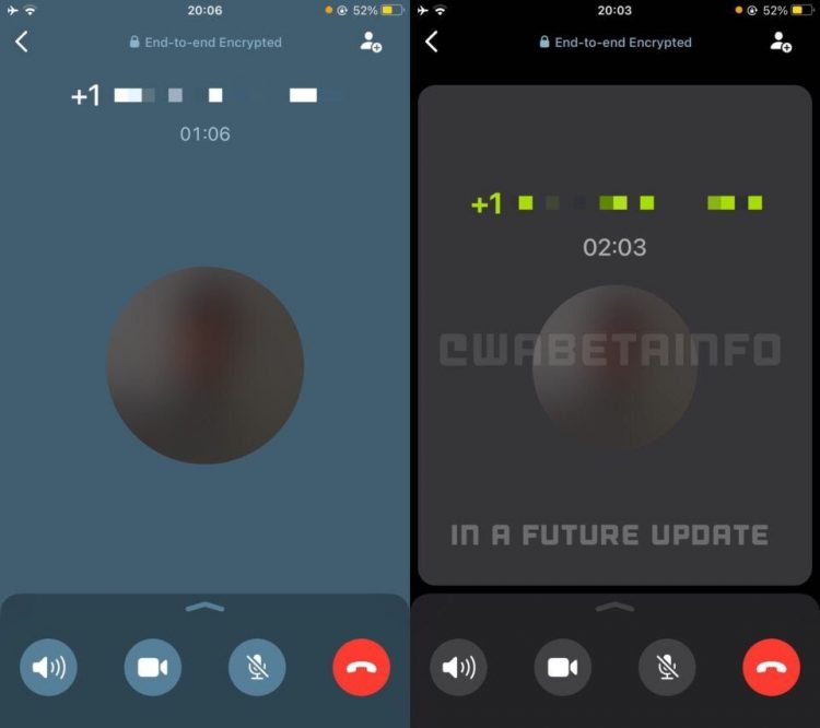 Tampilan interface panggilan suara baru di WhatsApp sedang disiapkan. (WABetaInfo)