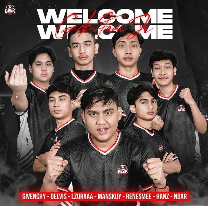 TIM BARU: Tim profesional Geek Fam ID mengenalkan tim barunya untuk kompetisi MDL Season 5. Salah satunya adalah pemain asal NTB Muhammad Iskandar (dua dari kanan). (INSTAGRAM GEEKFAMID)
