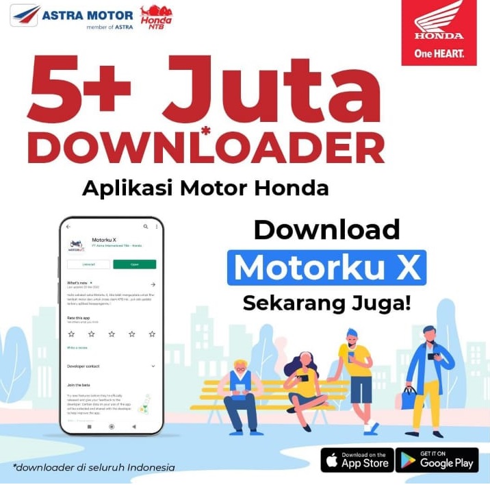 Tangkapan layar : Aplikasi Motorku X, tembus 5 juta downloader. (ist/Lombok Post)