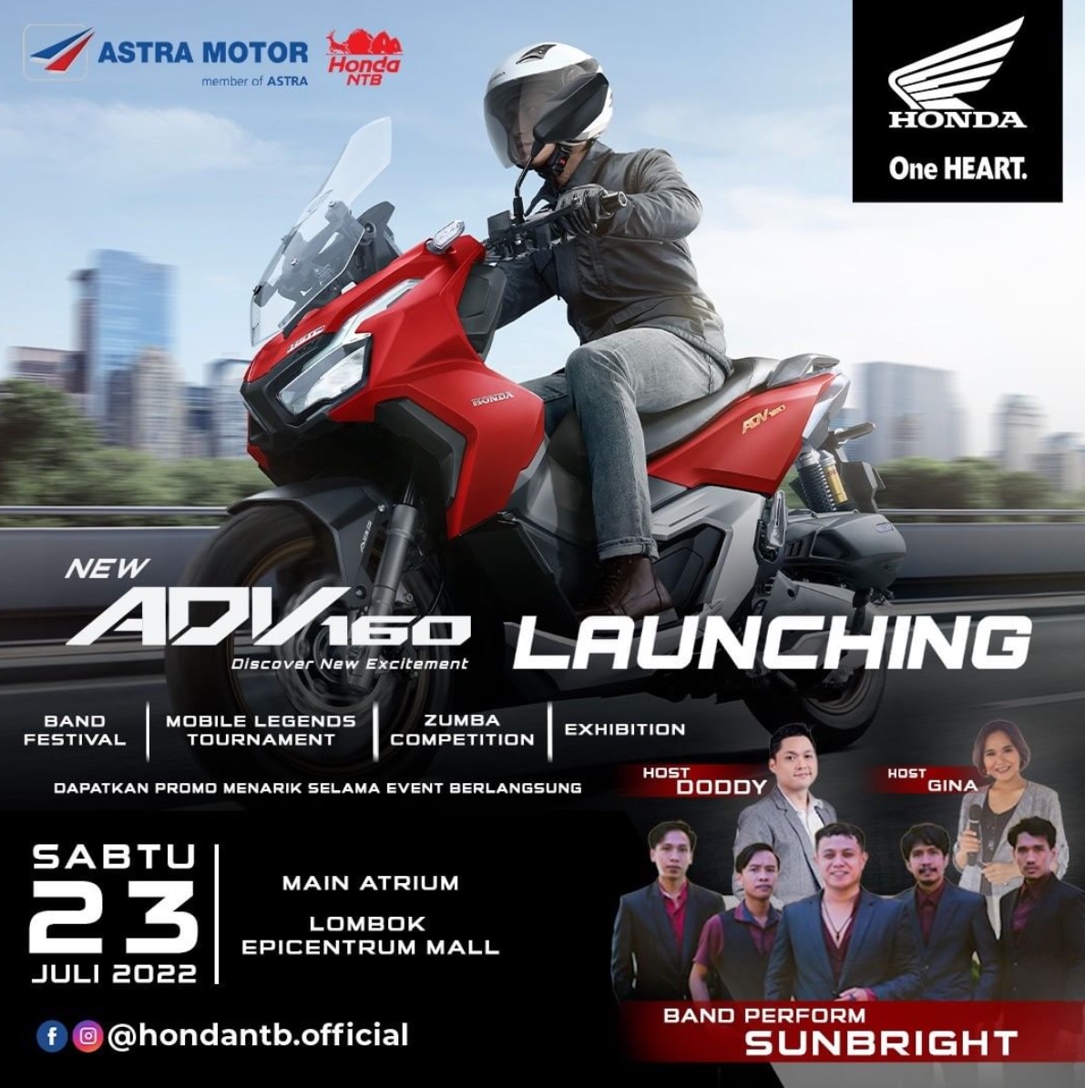 Ilustrasi : Launching Honda ADV 160. (Honda for Lombok Post)