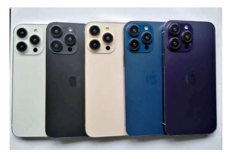 ILUSTRASI: Dummy iPhone 14 Series mengemuka menampilkan pilihan warna yang akan hadir. (Foto: Weibo)