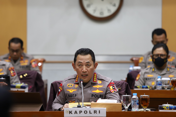 Kapolri Jenderal Pol Listyo Sigit Prabowo RDP dengan Komisi III DPR, Rabu (24/8) (Foto: Dery Ridwansah/JawaPos.com)