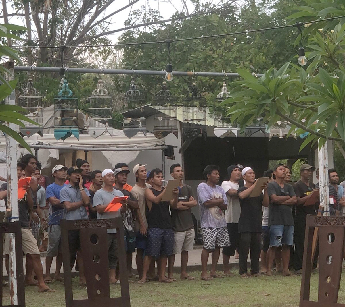 LOMBA KECIAL: Sejumlah penyuka burung kecial mengikuti lomba di Gili Trawangan, Minggu (20/11).(CHILI HOUSE FOR LOMBOK POST)