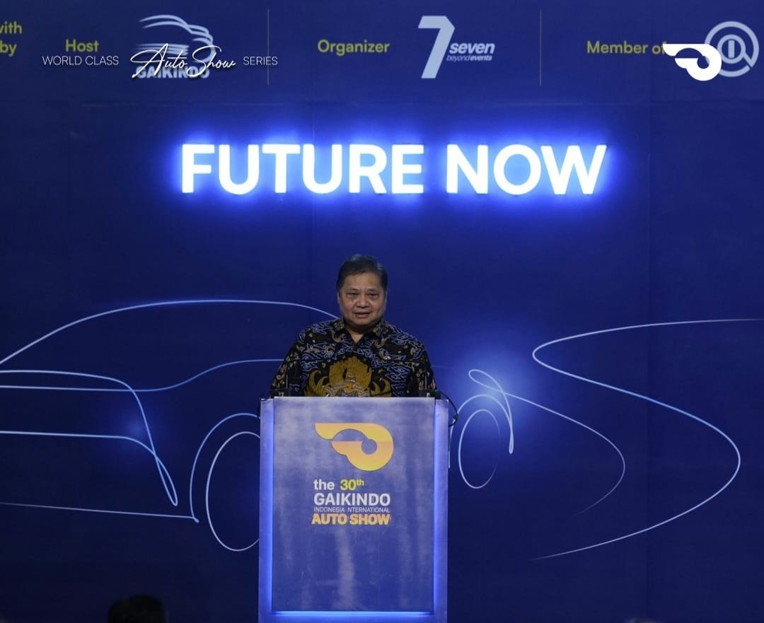 Menko Perekonomian Airlangga Hartarto saat membuka GIIAS 2023, Kamis (10/8/2023). (Foto : Instagram @giias_id)