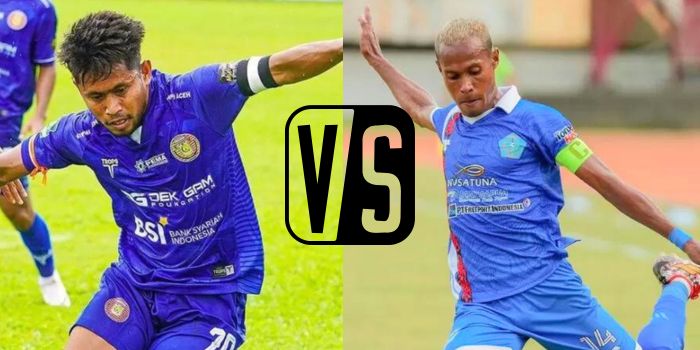 Kapten Persiraja Andik Vermansah dan Kapten PSBS Biak Ruben Sanadi. Kedua tim bertemu di semifinal Liga 2 Minggu (25/2/2024).