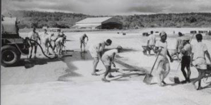 Pembanungan Lapangan Terbang Ambroben, yang kemudian menjadi Bandara Mokmer sebelum berganti lagi menjadi Bandara Frans Kaisiepo.